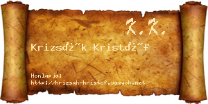 Krizsák Kristóf névjegykártya